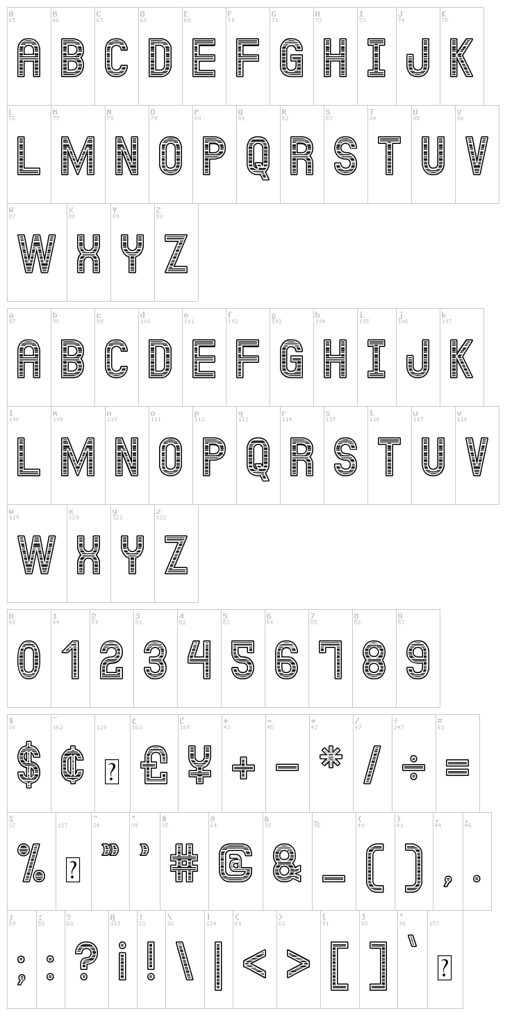 Jux Kadabra St font map